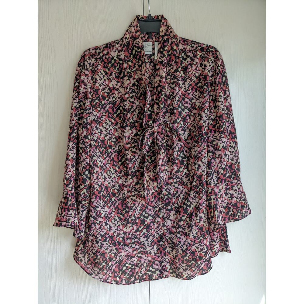 Emma James Women's High Neck Pullover Long Sleeve Printed Polyester Top Size 16W
